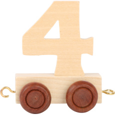 Vagónek dřevěné vláčkodráhy - přírodní číslice - číslo 4