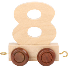 Vagónek dřevěné vláčkodráhy - přírodní číslice - číslo 8