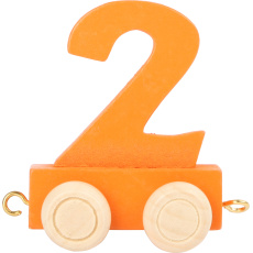 Vagónek dřevěné vláčkodráhy - barevné číslice - číslo 2
