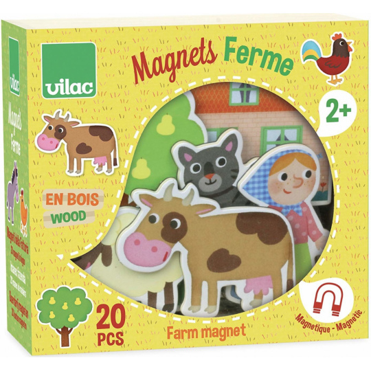 Vilac dřevěné magnetky Farma (20 ks)